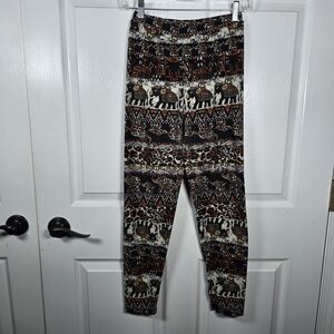 Indero Elephant Bohemian Leggings L/XL Brown Black